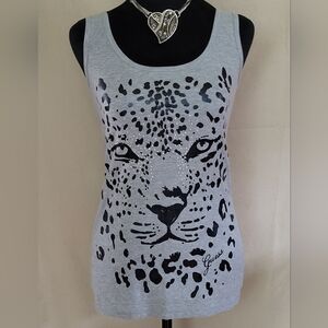 Guess Gray Leopard Face Women's Tank Top